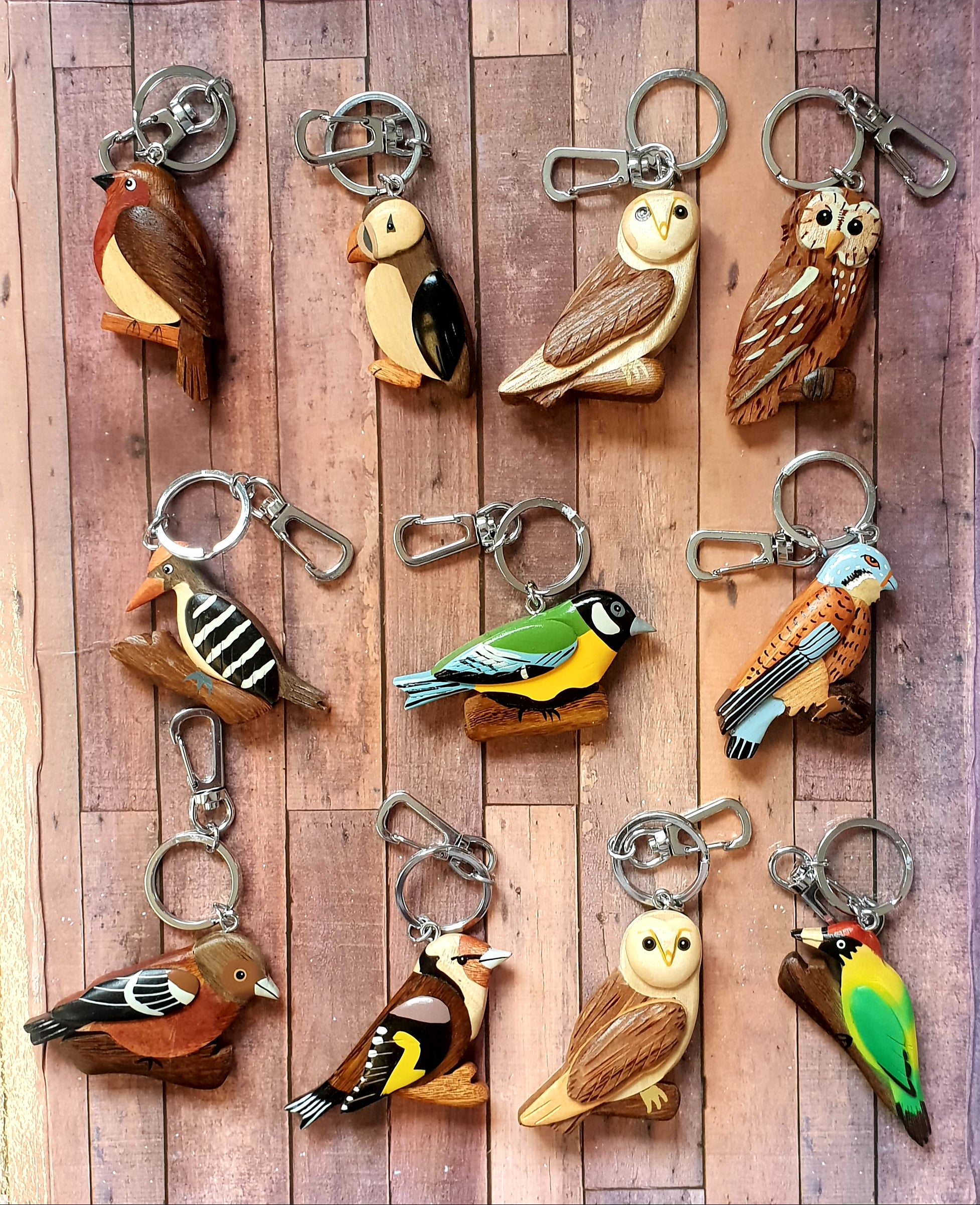 Wooden Bird Keyrings