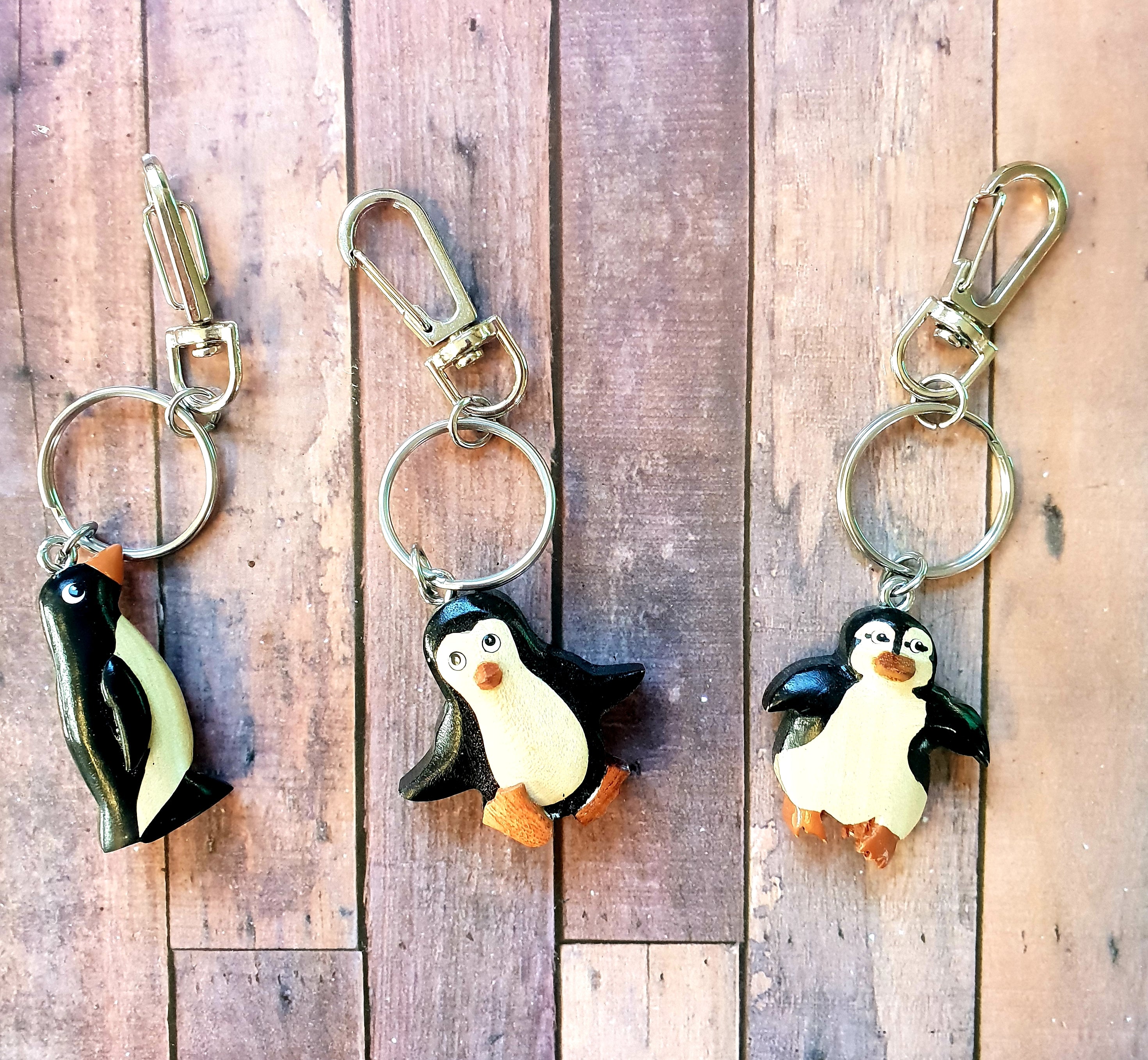 Wooden Penguin Keyrings